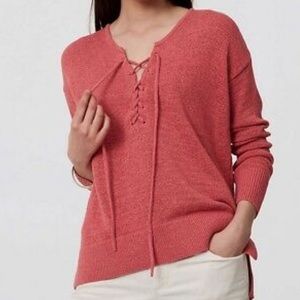 NWOT loft lace up V neck sweater